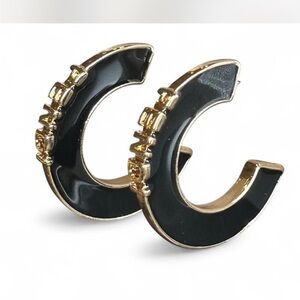 Fashion Jewelry Black and Gold Statement Earrings